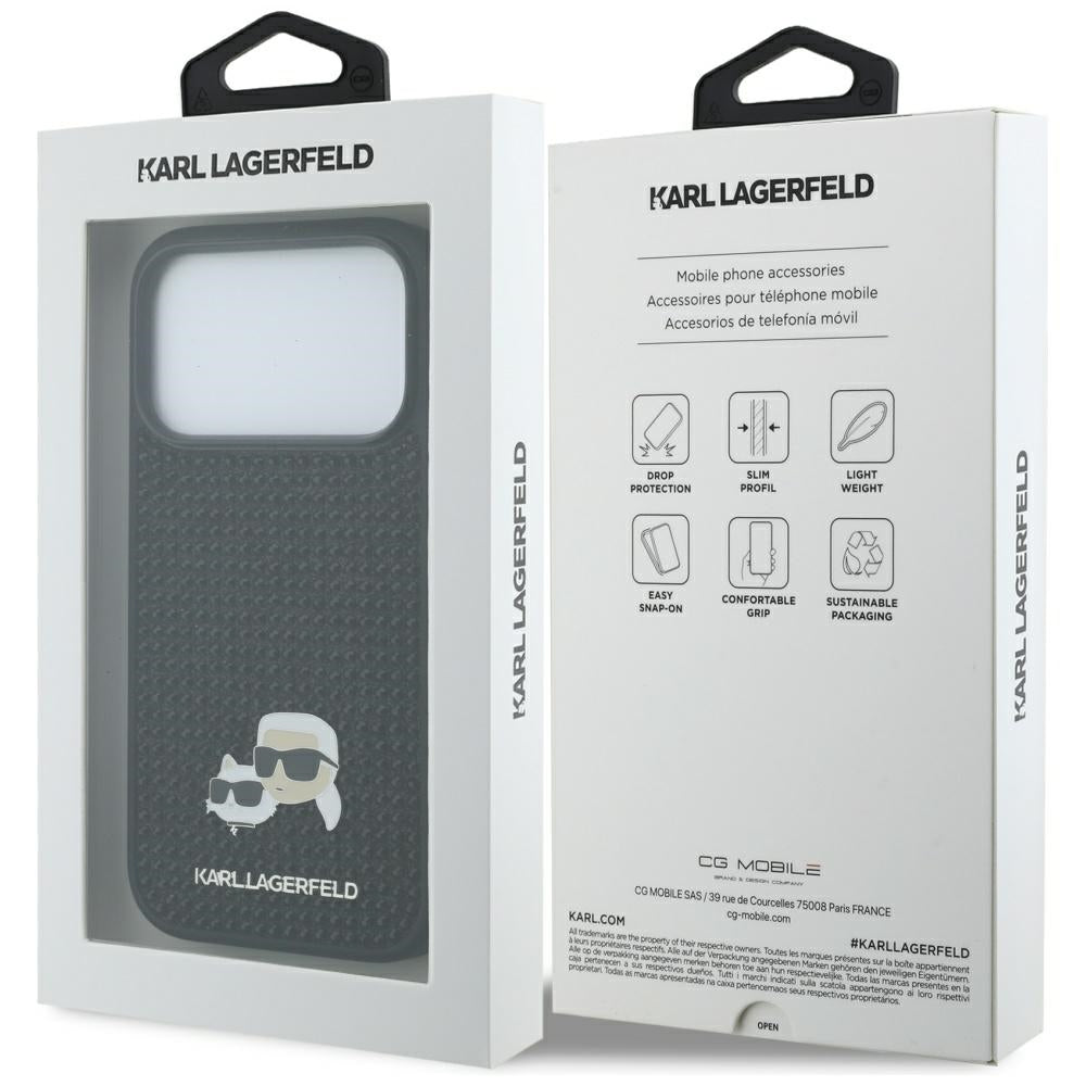 Futrola za Apple iPhone 17 Pro, Karl Lagerfeld, Rhinestone Karl & Choupette Pins, Crna