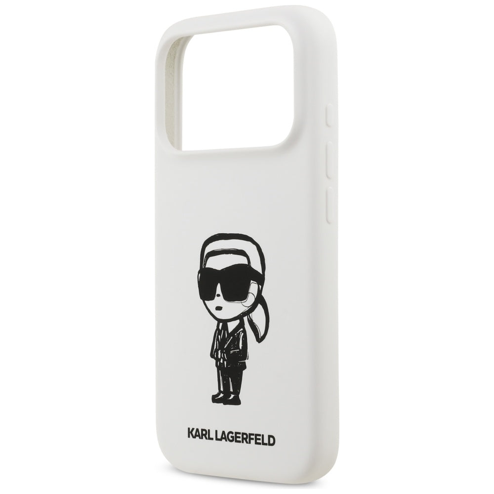 Futrola za Apple iPhone 17 Pro, Karl Lagerfeld, Sketch and Logo Karl, Bijela