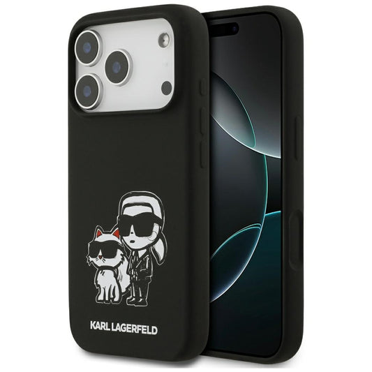 Futrola za Apple iPhone 17 Pro, Karl Lagerfeld, Sketch and Logo Karl & Choupette, Crna