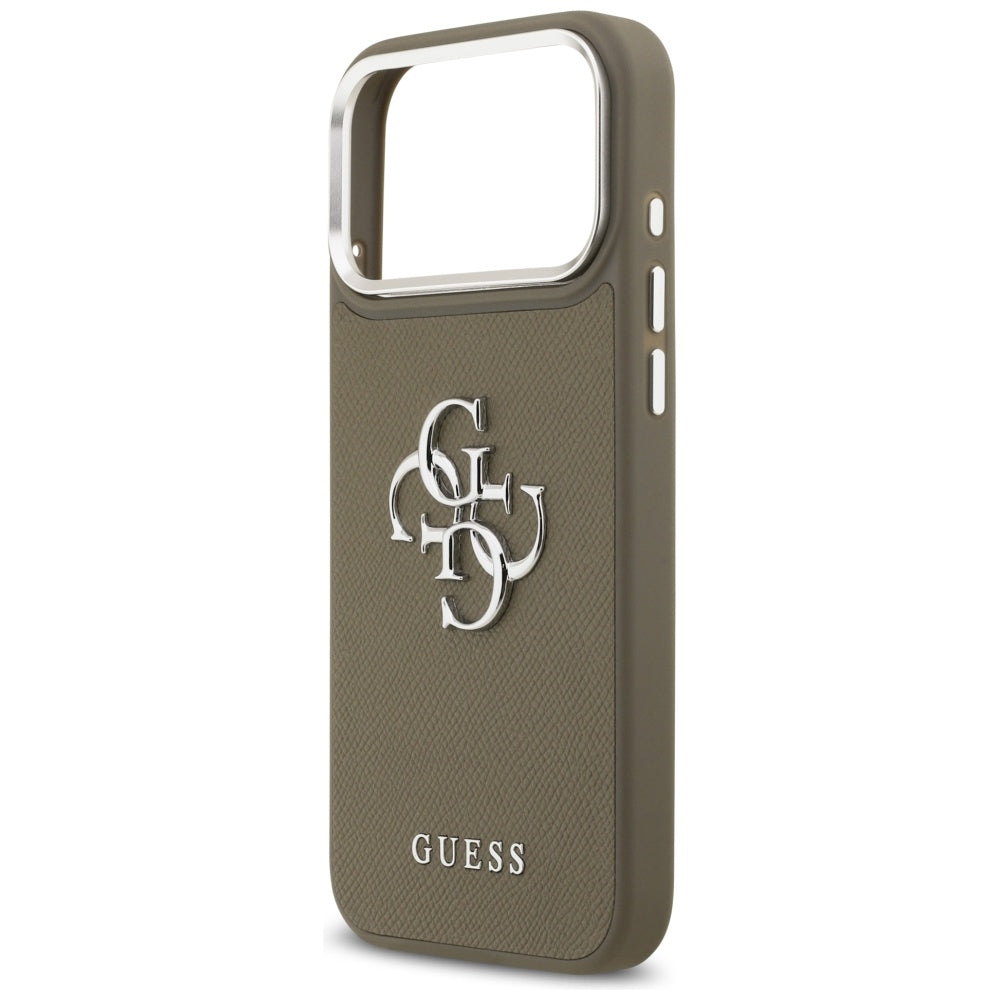 Futrola za Apple iPhone 17 Pro Max, Guess, 4G Grained Big And Classic Logo, Smeđe Srebrna