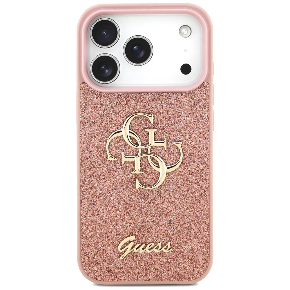 Futrola za Apple iPhone 17 Pro Max, Guess, Fixed Glitter Big 4G, Roza