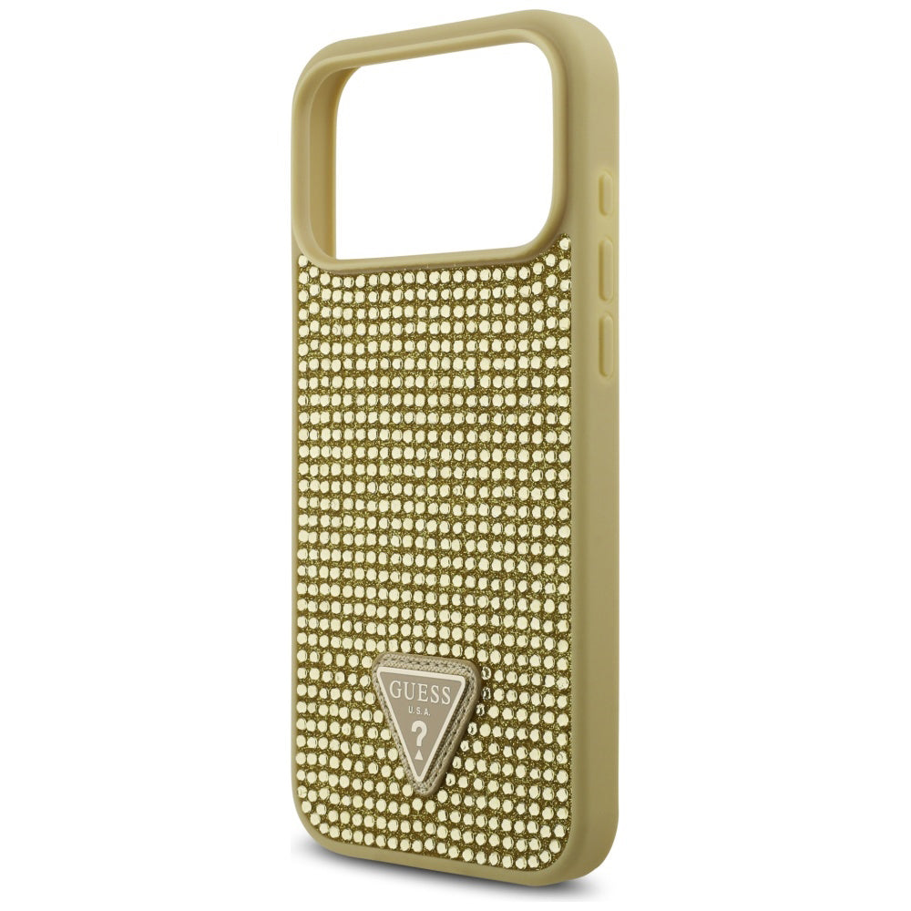 Futrola za Apple iPhone 17 Pro Max, Guess, Rhinestone Triangle Logo, Zlatna