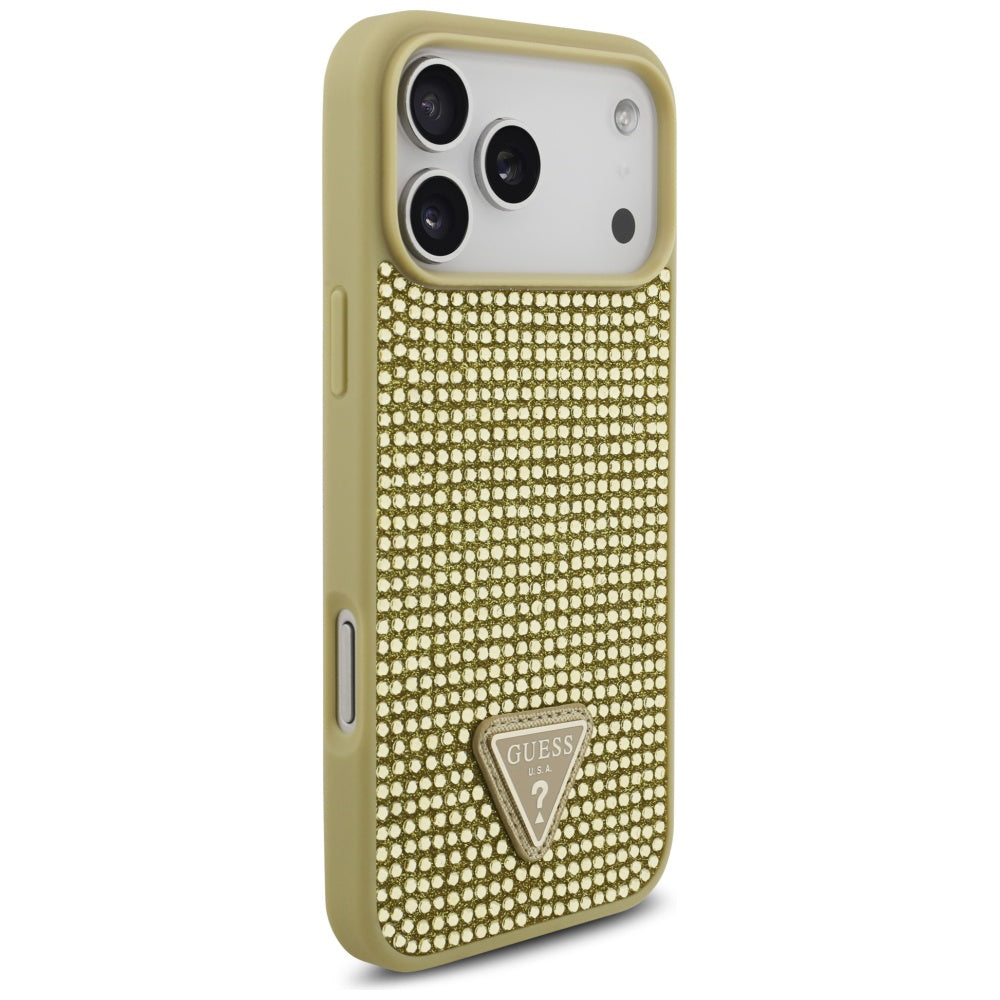 Futrola za Apple iPhone 17 Pro Max, Guess, Rhinestone Triangle Logo, Zlatna