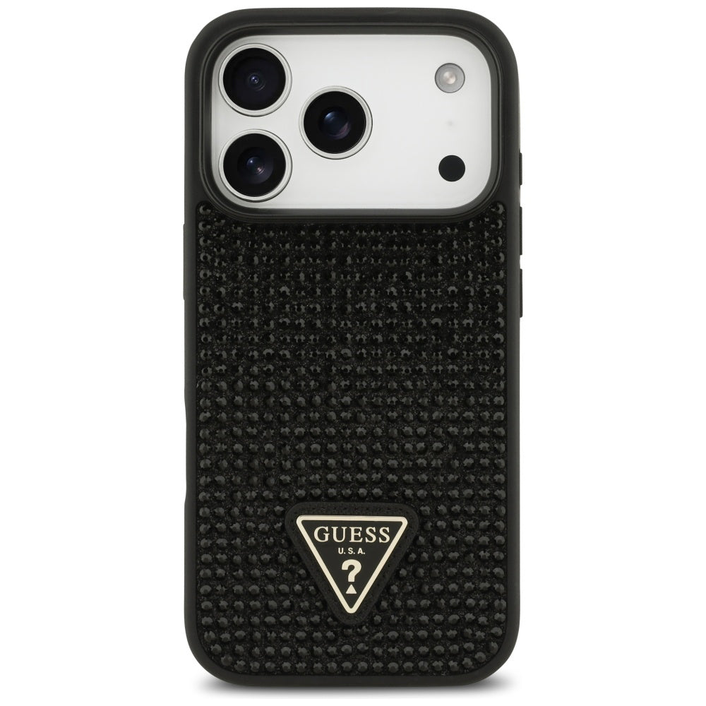 Futrola za Apple iPhone 17 Pro Max, Guess, Rhinestone Triangle Logo, Crna