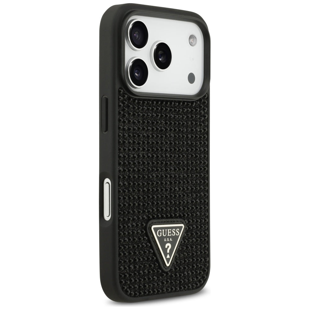Futrola za Apple iPhone 17 Pro Max, Guess, Rhinestone Triangle Logo, Crna