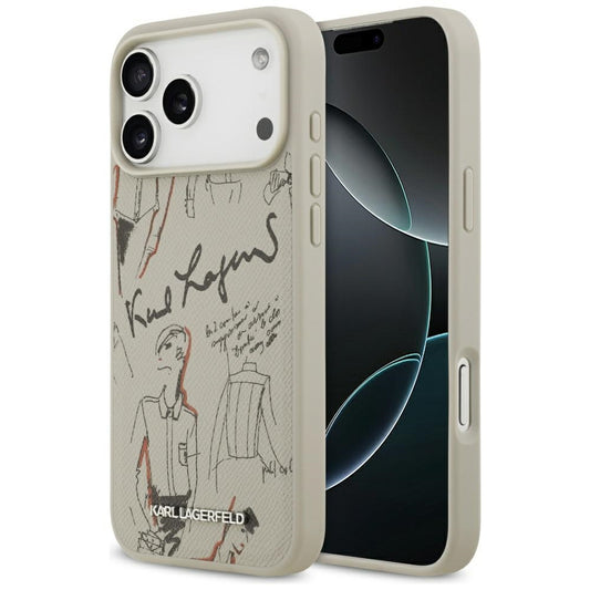 Futrola za Apple iPhone 17 Pro Max, Karl Lagerfeld, Grained Pattern Logo, Siva