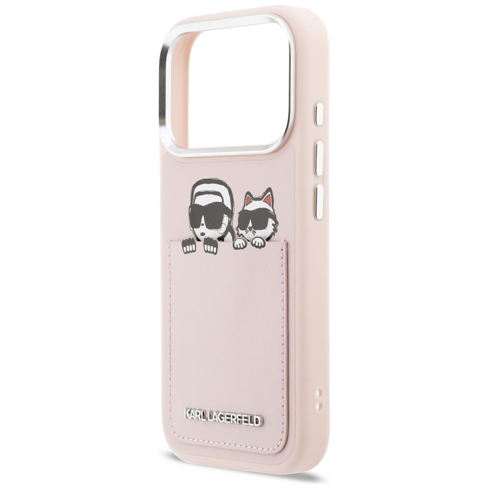 Futrola za Apple iPhone 17 Pro Max, Karl Lagerfeld, Karl & Choupette Print with Pocket, Roza