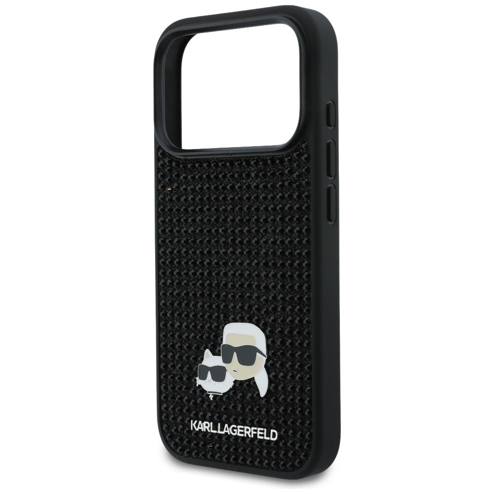 Futrola za Apple iPhone 17 Pro Max, Karl Lagerfeld, Rhinestone Karl & Choupette Pins, Crna
