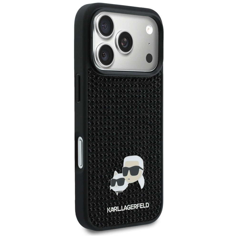 Futrola za Apple iPhone 17 Pro Max, Karl Lagerfeld, Rhinestone Karl & Choupette Pins, Crna