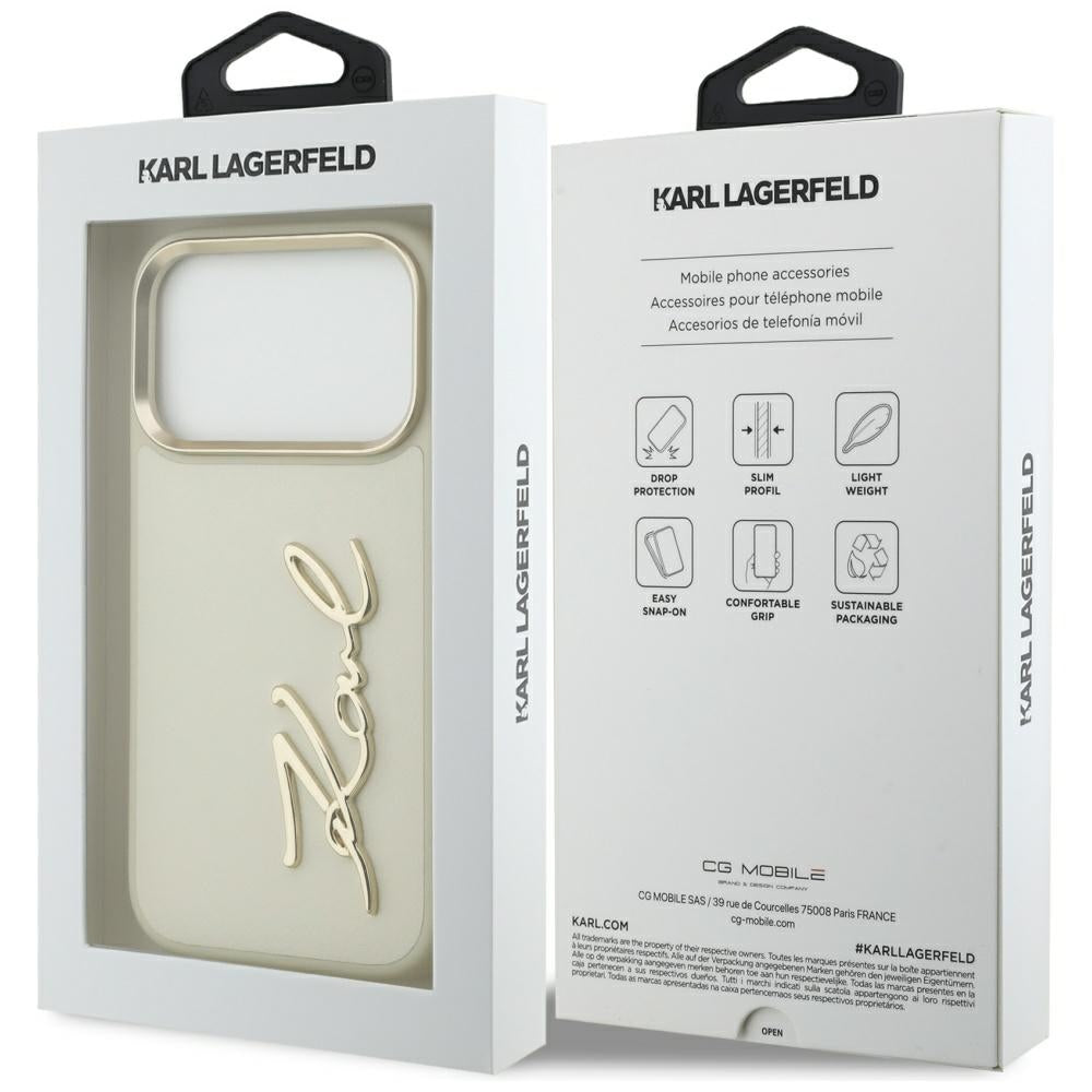 Futrola za Apple iPhone 17 Pro Max, Karl Lagerfeld, Script Logo, Bež