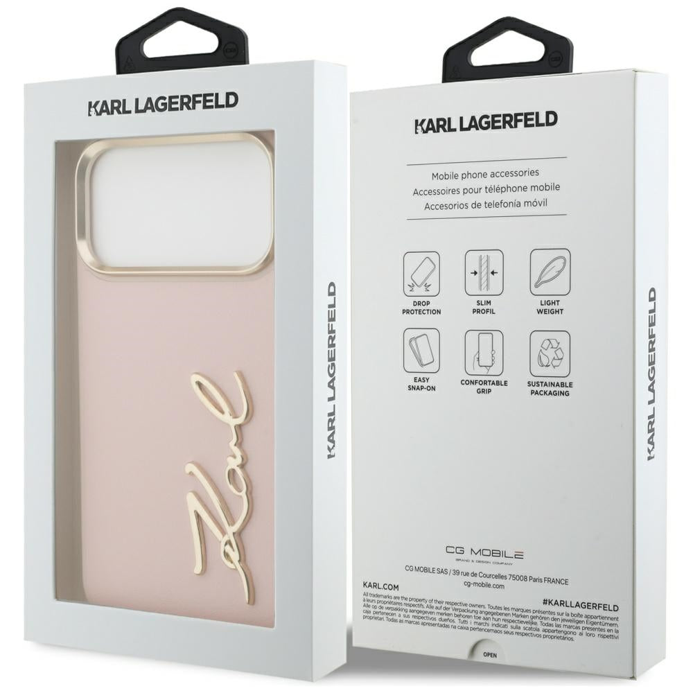 Futrola za Apple iPhone 17 Pro Max, Karl Lagerfeld, Script Logo, Roza