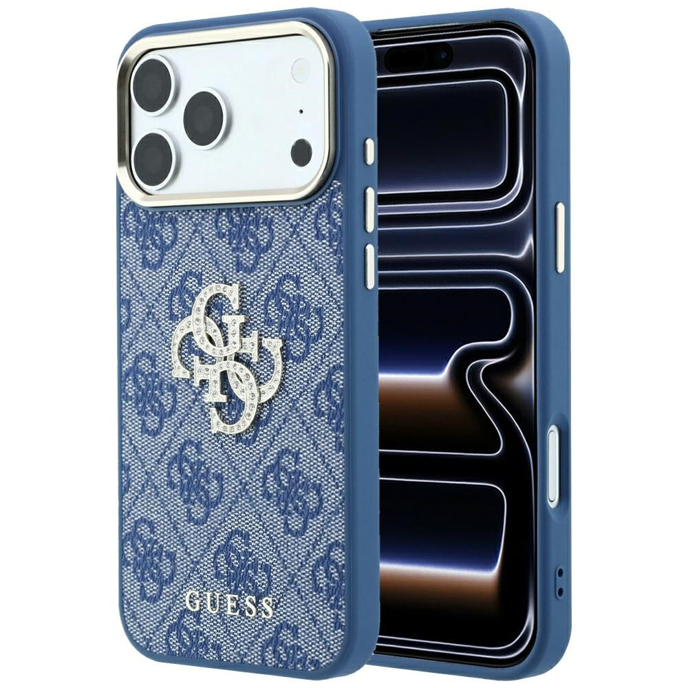 Maska za Apple iPhone 18 Pro / 17 Pro, Guess, 4G Big Strass Logo, Plava