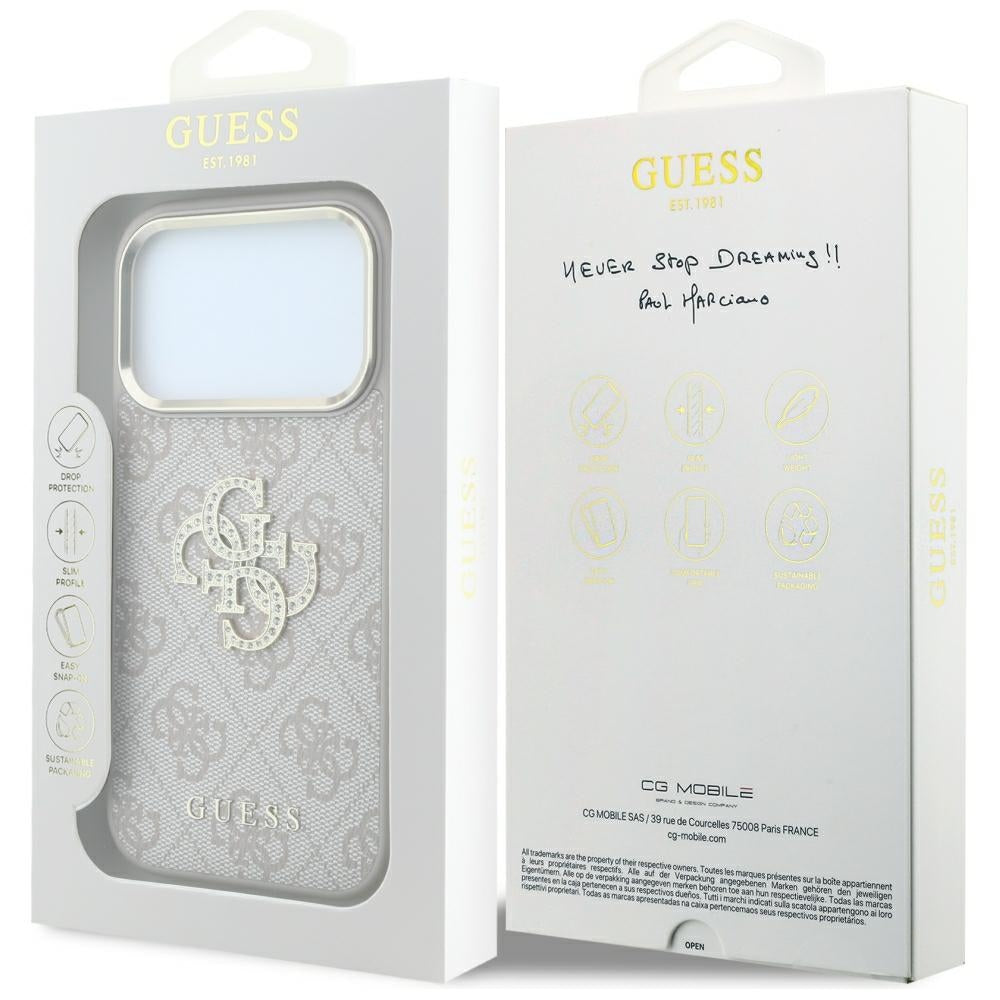 Maska za Apple iPhone 18 Pro / 17 Pro, Guess, 4G Big Strass Logo, Roza