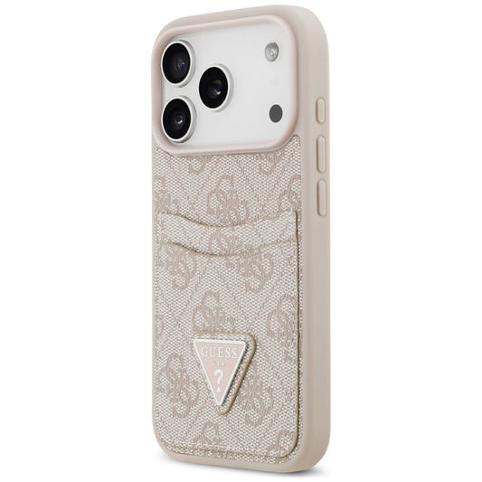 Maska za Apple iPhone 18 Pro / 17 Pro, Guess, 4G Double Card Triangle, ružičasta
