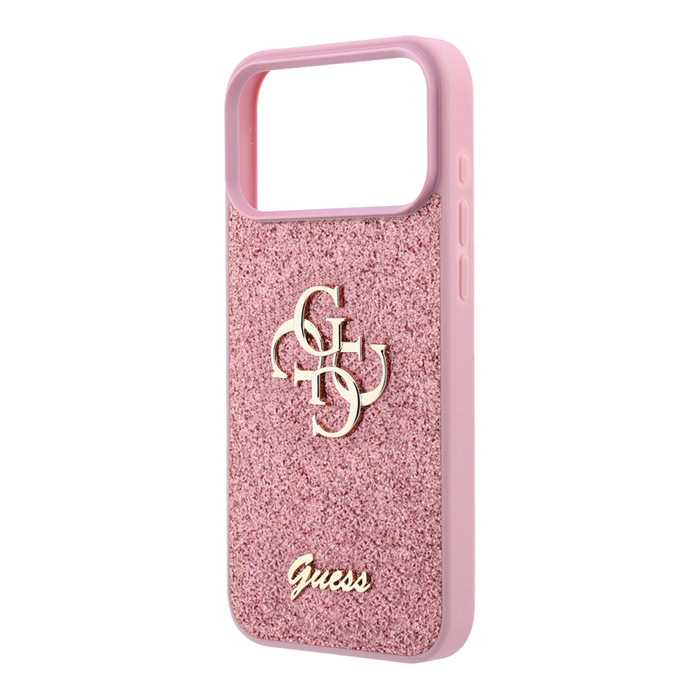 Maska za Apple iPhone 18 Pro / 17 Pro, Guess, Fixed Glitter Big 4G, Roza