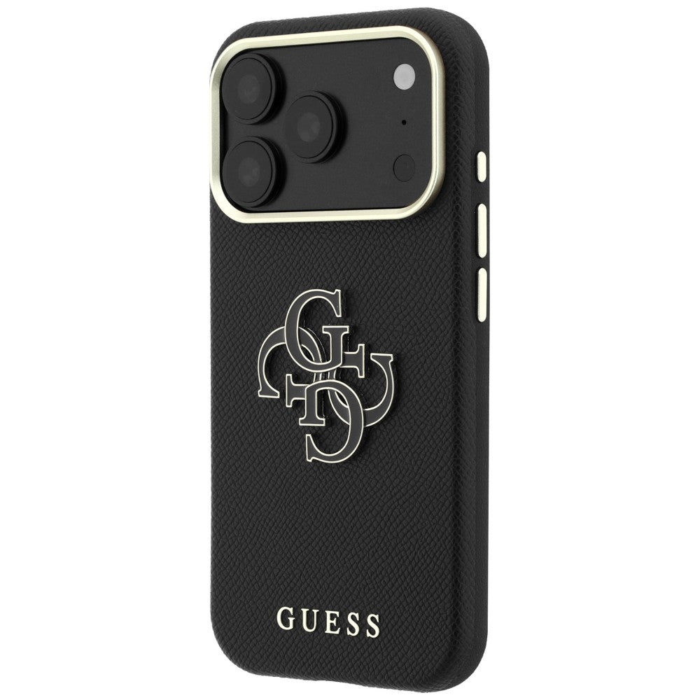 Maska za Apple iPhone 18 Pro / 17 Pro, Guess, Grained Big Resin Logo, Crna