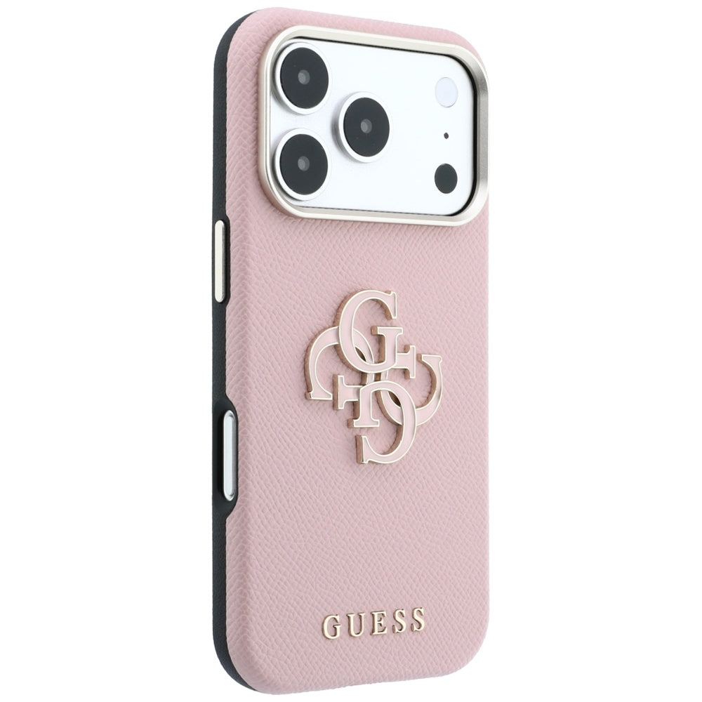 Maska za Apple iPhone 18 Pro / 17 Pro, Guess, Grained Big Resin Logo, Roza