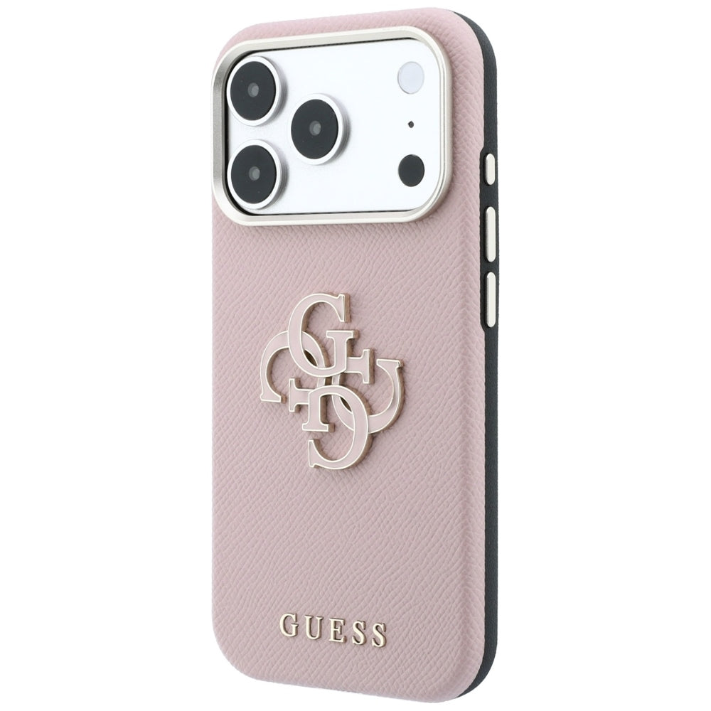 Maska za Apple iPhone 18 Pro / 17 Pro, Guess, Grained Big Resin Logo, Roza