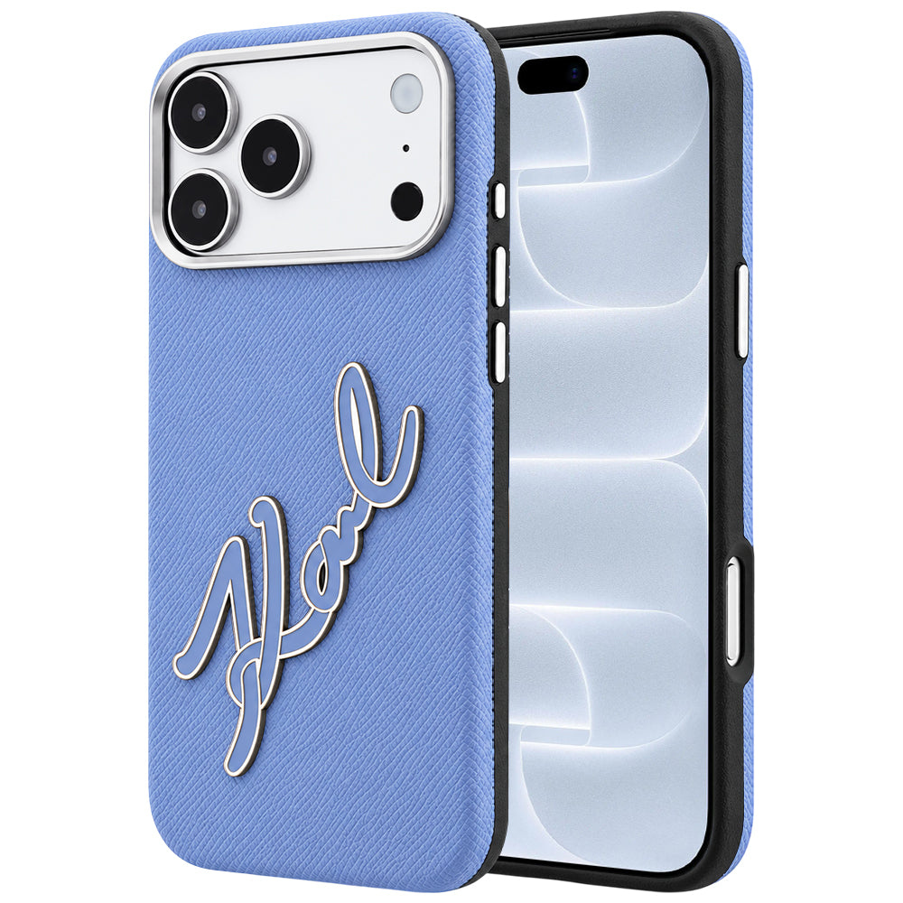 Maska za Apple iPhone 18 Pro / 17 Pro, Karl Lagerfeld, Smooth Big Resin Signature Logo, Plava
