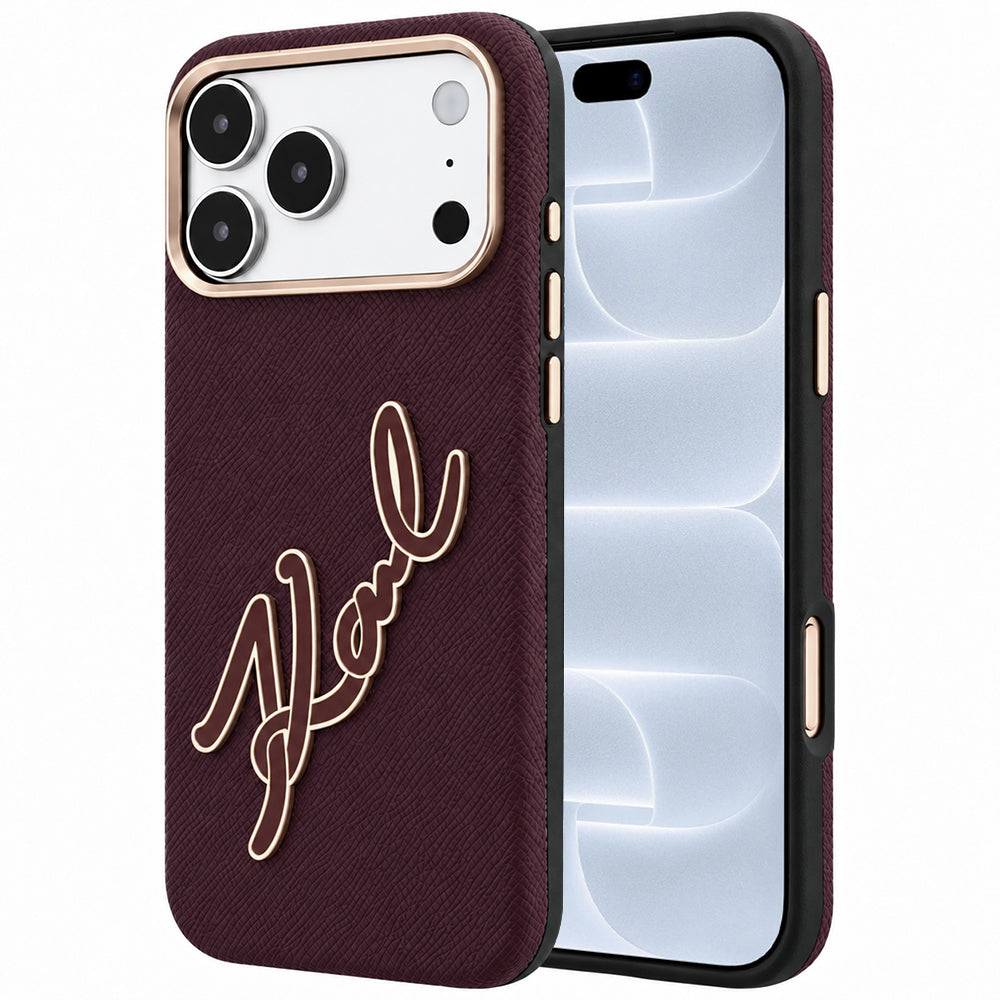 Maska za Apple iPhone 18 Pro / 17 Pro, Karl Lagerfeld, Smooth Big Resin Signature Logo, Bordo