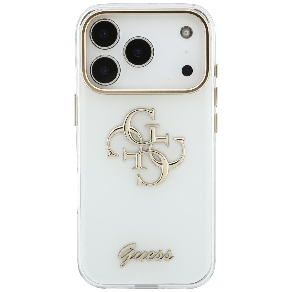 Maska za Apple iPhone 18 Pro, Guess, IML 4G Metal Script, Bijela