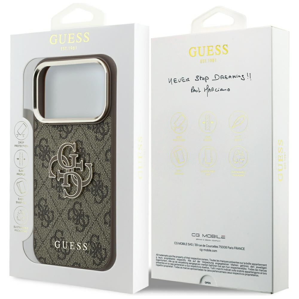 Maska za Apple iPhone 18 Pro Max / 17 Pro Max, Guess, 4G Big Resin Logo, Smeđa
