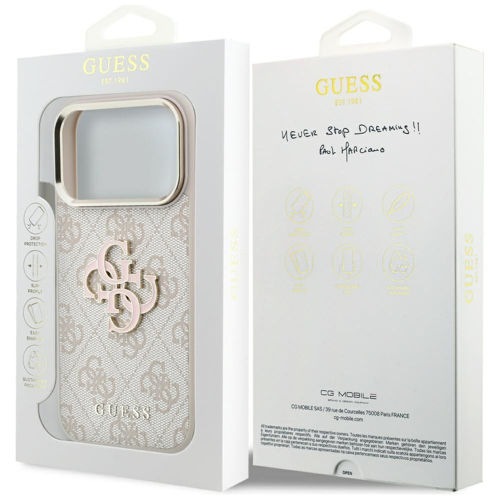 Maska za Apple iPhone 18 Pro Max / 17 Pro Max, Guess, 4G Big Resin Logo, Roza