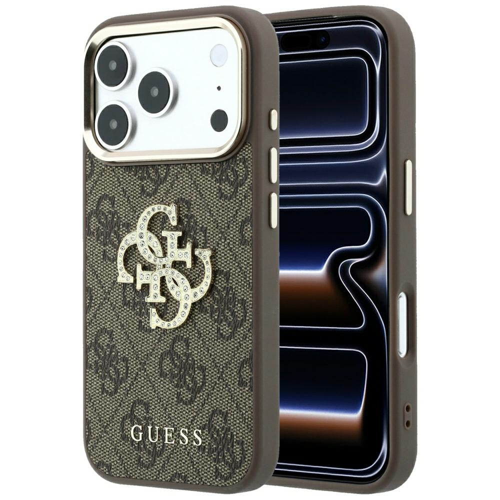 Maska za Apple iPhone 18 Pro Max / 17 Pro Max, Guess, 4G Big Strass Logo, Smeđa