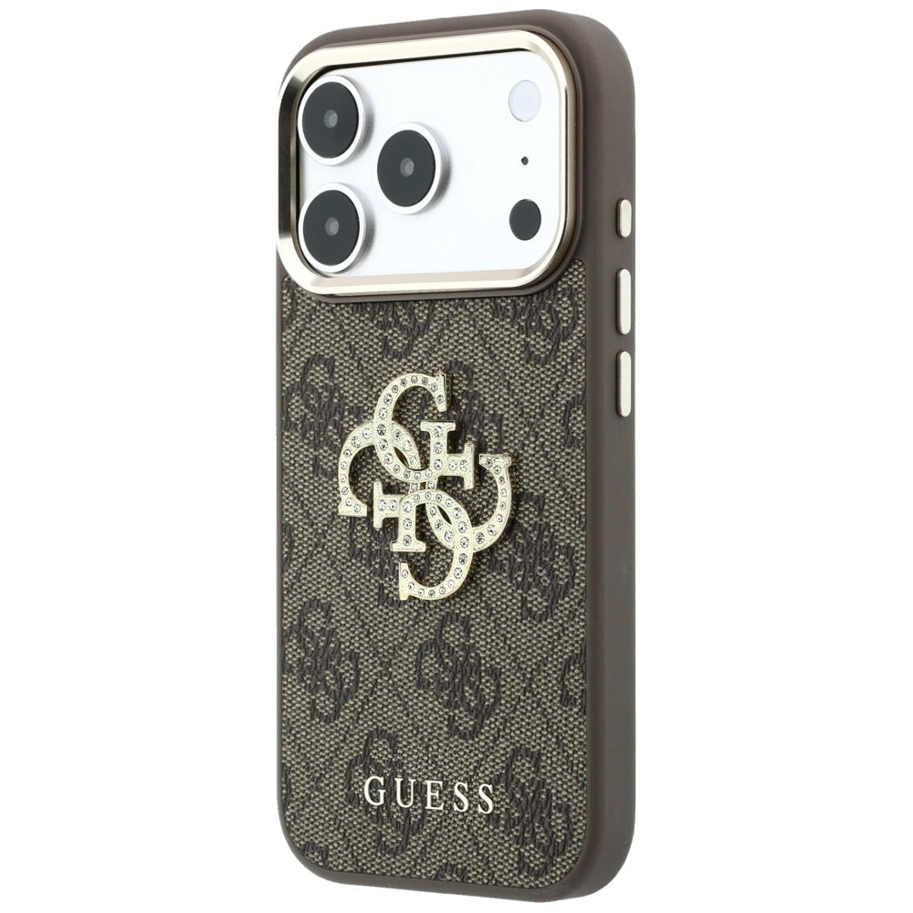Maska za Apple iPhone 18 Pro Max / 17 Pro Max, Guess, 4G Big Strass Logo, Smeđa