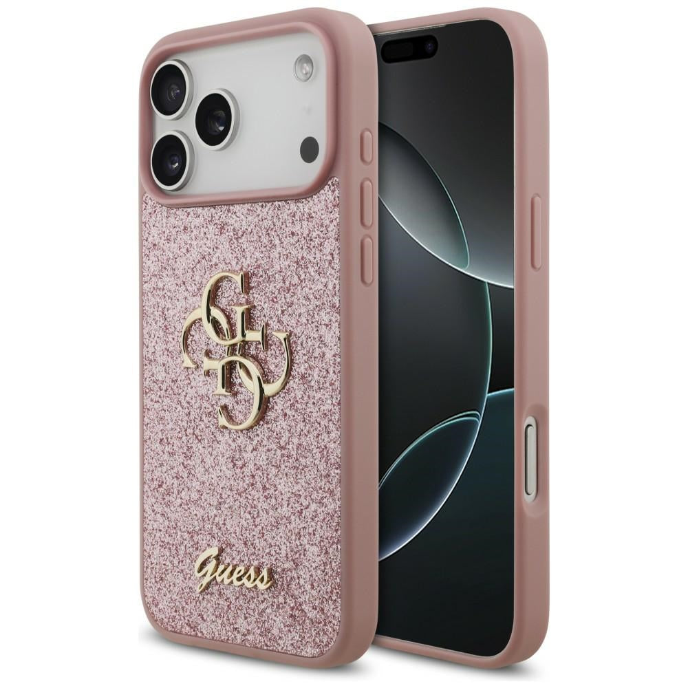 Maska za Apple iPhone 18 Pro Max / 17 Pro Max, Guess, Fixed Glitter Big 4G, Roza