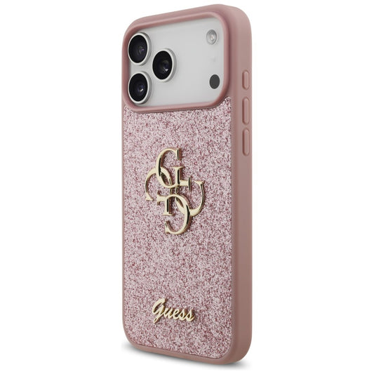 Maska za Apple iPhone 18 Pro Max / 17 Pro Max, Guess, Fixed Glitter Big 4G, Roza