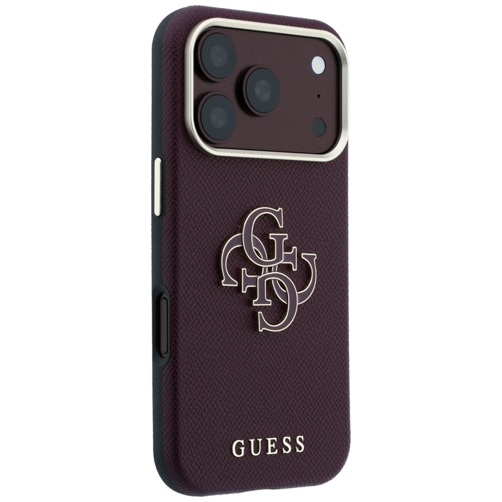 Maska za Apple iPhone 18 Pro Max / 17 Pro Max, Guess, Grained Big Resin Logo, Bordo
