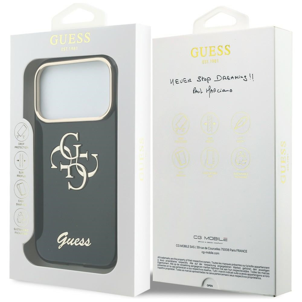 Maska za Apple iPhone 18 Pro Max / 17 Pro Max, Guess, IML 4G Metal Script, Crna