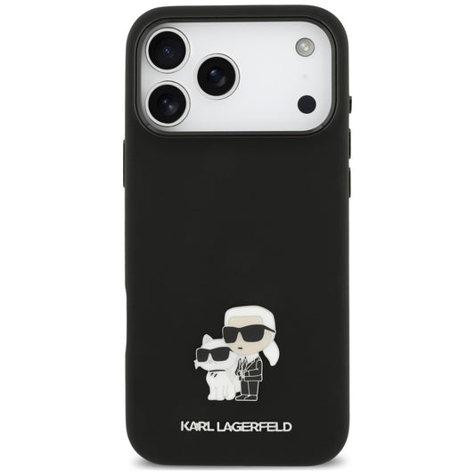 Maska za Apple iPhone 18 Pro Max / 17 Pro Max, Karl Lagerfeld, Karl & Choupette Metal Pin, crna