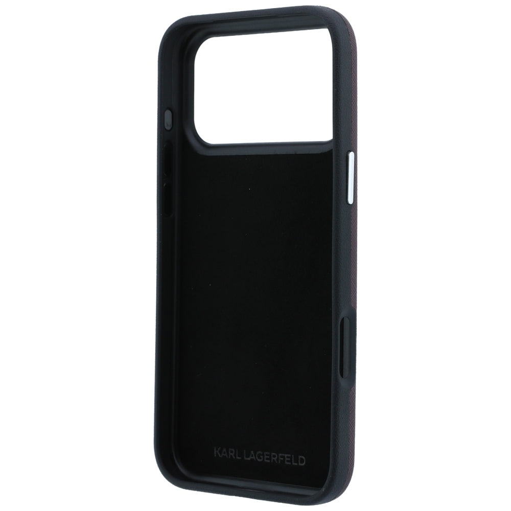 Maska za Apple iPhone 18 Pro Max / 17 Pro Max, Karl Lagerfeld, Saffiano s Karl & Choupette glavom i logotipom, tamnocrvena