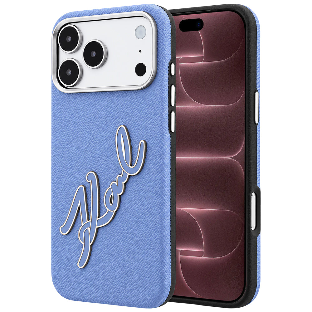 Maska za Apple iPhone 18 Pro Max / 17 Pro Max, Karl Lagerfeld, Smooth Big Resin Signature Logo, Plava