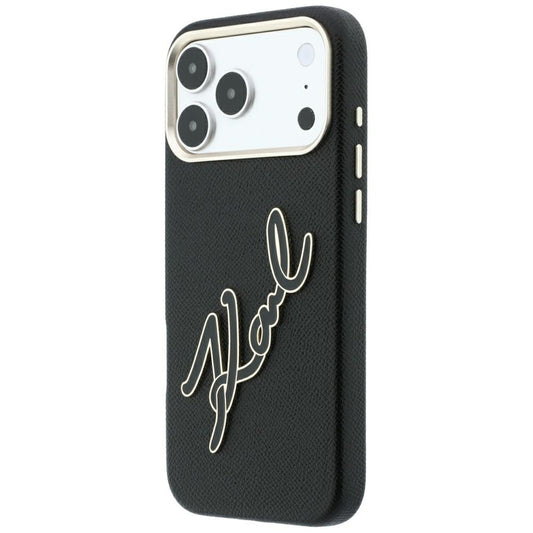 Maska za Apple iPhone 18 Pro Max / 17 Pro Max, Karl Lagerfeld, Smooth Big Resin Signature Logo, Crna