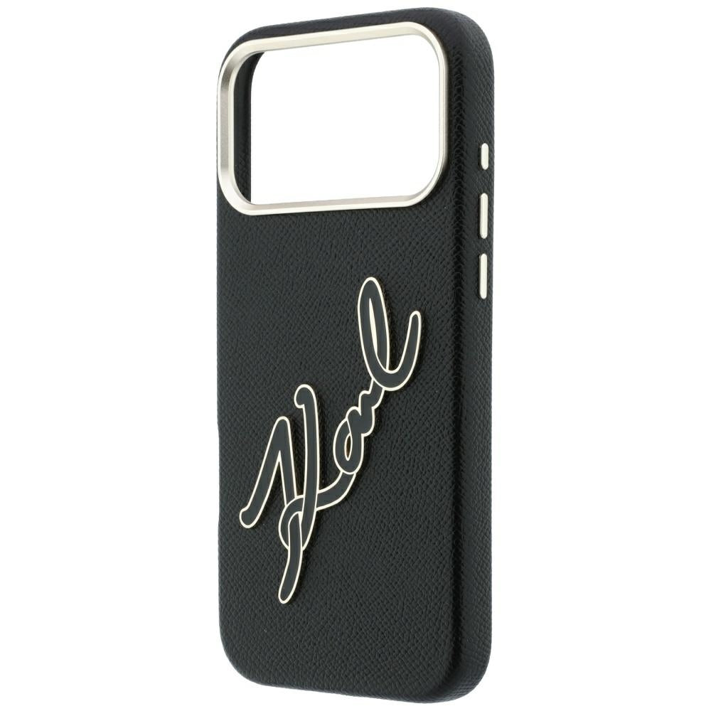 Maska za Apple iPhone 18 Pro Max / 17 Pro Max, Karl Lagerfeld, Smooth Big Resin Signature Logo, Crna