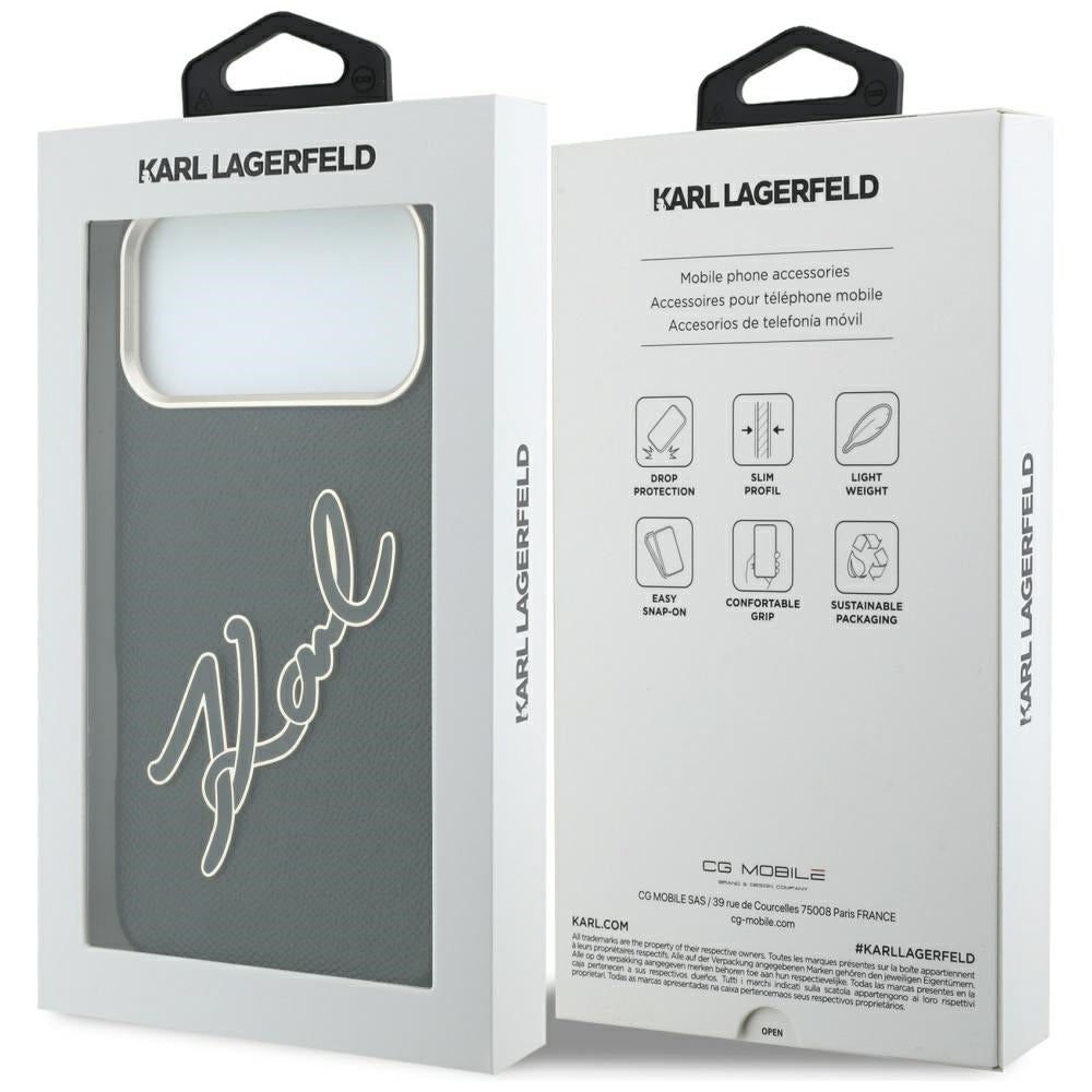 Maska za Apple iPhone 18 Pro Max / 17 Pro Max, Karl Lagerfeld, Smooth Big Resin Signature Logo, Crna