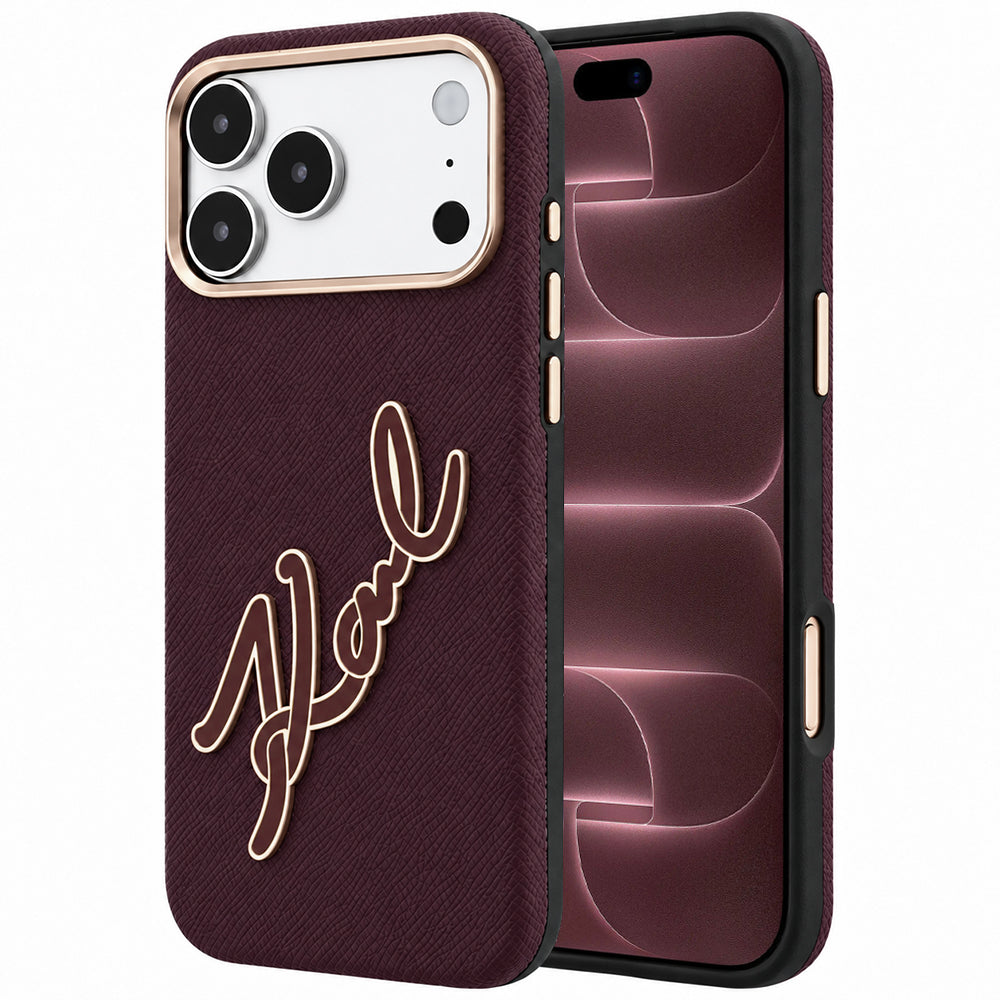 Maska za Apple iPhone 18 Pro Max / 17 Pro Max, Karl Lagerfeld, Smooth Big Resin Signature Logo, Bordo