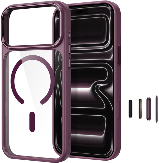 Maska za Apple iPhone 18 Pro Max / 17 Pro Max, Tech-Protect, Magmat CC, Prozirna Bordo