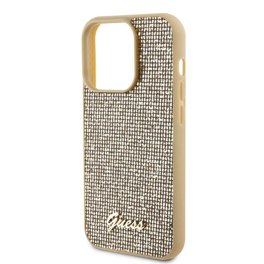 Futrola za Apple iPhone 15 Pro, Guess, PU Square Mirror Script Logo, Zlatna GUHCP15LPMSDGSD