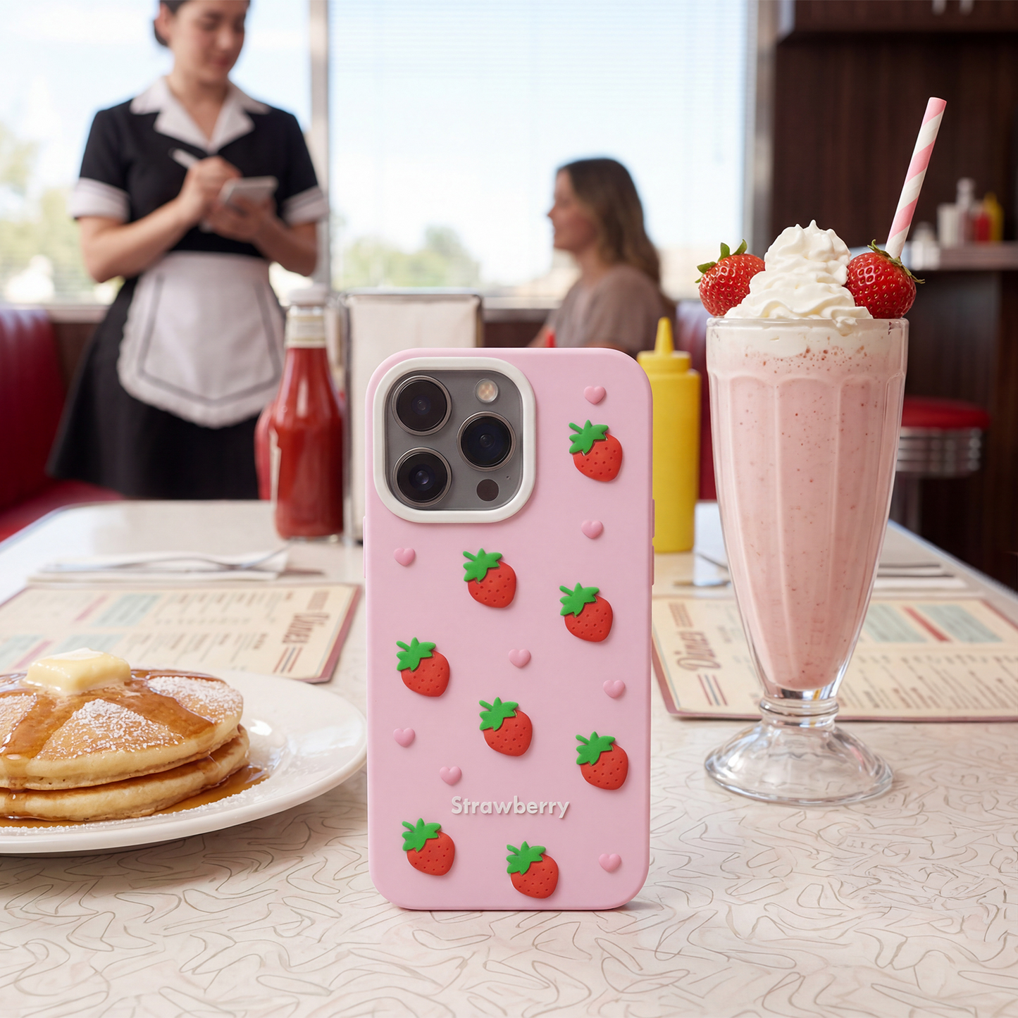 Maska za Apple iPhone 15 / 14 / 13, OEM, Strawberry, Roza