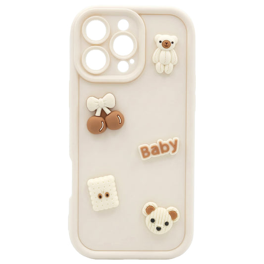 Maska za Apple iPhone 16 Pro Max, OEM, Ultra Trendy 3D Bear, Bež