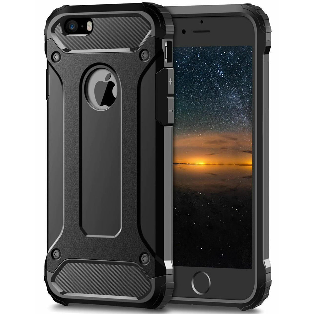 Maska za Apple iPhone SE (2016) / 5 / 5s, Techsuit, Hybrid Armor, Crna