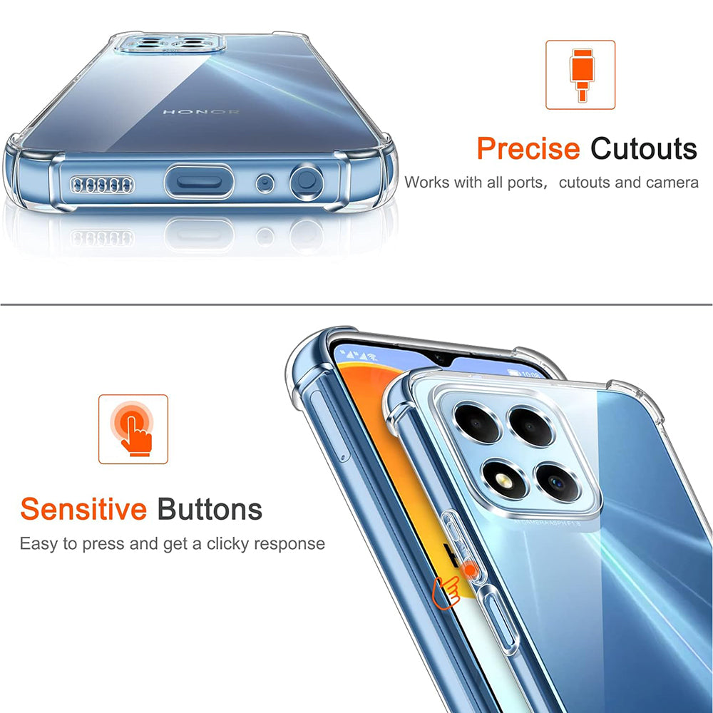 Maska za Honor 70 Lite / X6 / X8 5G, Techsuit, Shockproof Clear, Prozirna