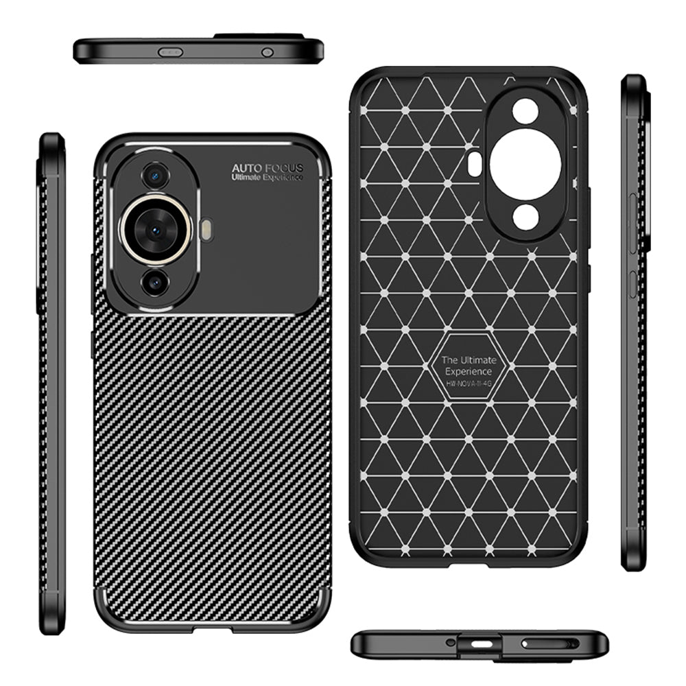 Maska za Huawei nova 12s / nova 11, Techsuit, CarbonFiber, Crna