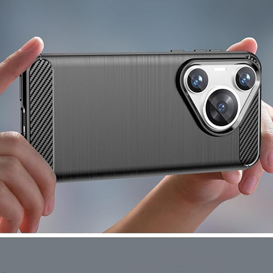 Maska za Huawei Pura 70 Pro, Techsuit, Karbon, Crna