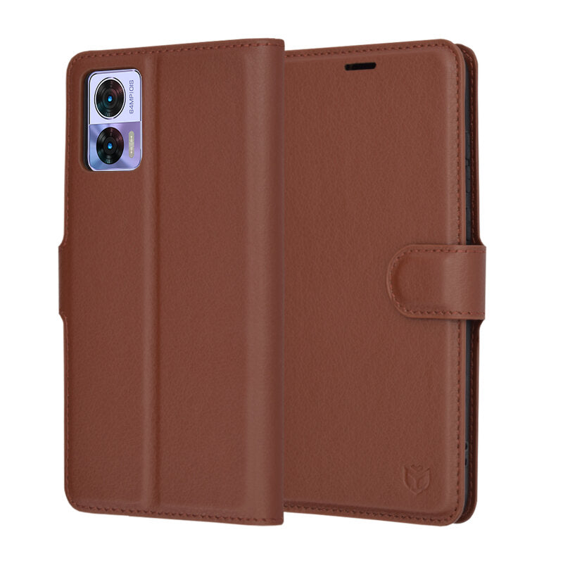 Futrola za Motorola Edge 30 Neo, Techsuit, Kožna Folio, Smeđa