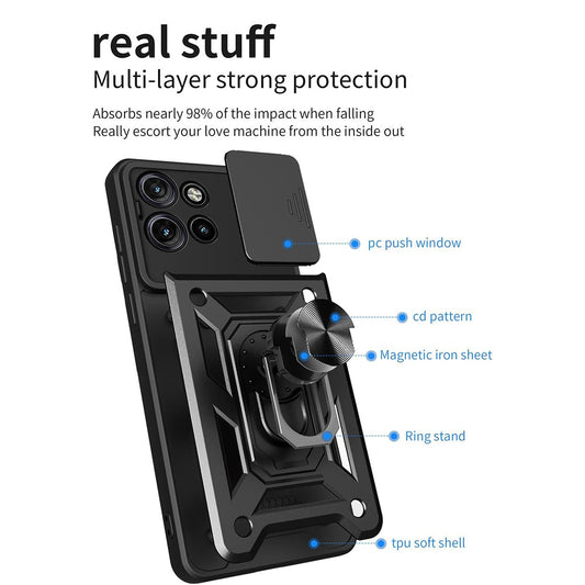 Maska za Motorola Edge 50, Techsuit, CamShield, Crna
